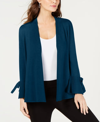 Cardigan feminino Alfani com manga amarrada, azul, tamanho pequeno e pequeno