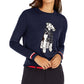 Suéter feminino Tommy Hilfiger Holiday Terrier azul tamanho médio