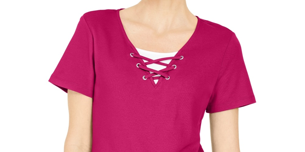 Karen Scott Top Feminino com Laço e Camadas Rosa Tamanho Médio