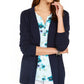 Karen Scott Cardigan Pointelle Aberto Frente Feminino Azul Tamanho P