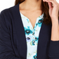 Karen Scott Cardigan Pointelle Aberto Frente Feminino Azul Tamanho P