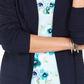 Karen Scott Cardigan Pointelle Aberto Frente Feminino Azul Tamanho P