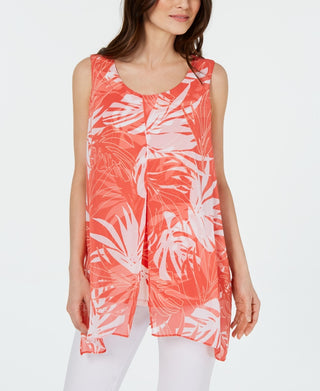 Alfani Túnica Feminina Pequena em Camadas Laranja Tamanho P