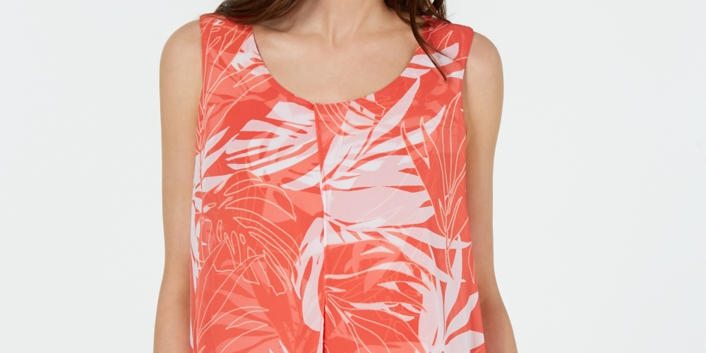 Alfani Túnica Feminina Pequena em Camadas Laranja Tamanho P