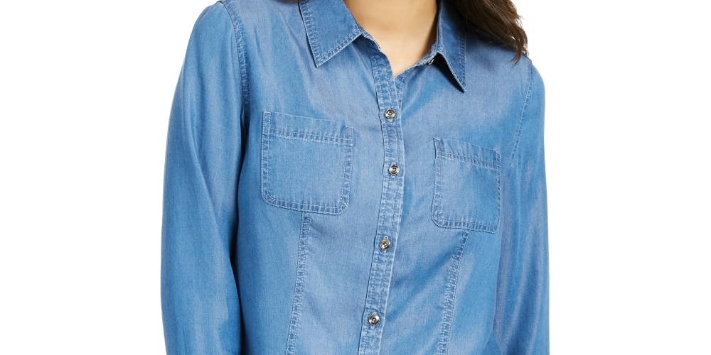 Camisa feminina Chambray Charter Club azul tamanho PS
