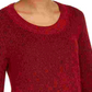 Camiseta feminina texturizada de malha estampada, manga comprida, gola redonda, suéter vermelho, tamanho pequeno pequeno