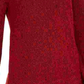 Camiseta feminina texturizada de malha estampada, manga comprida, gola redonda, suéter vermelho, tamanho pequeno pequeno