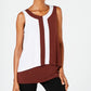 Blusa sem mangas Alfani feminina com blocos de cores marrom, tamanho pequeno, extragrande