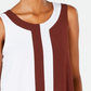 Blusa sem mangas Alfani feminina com blocos de cores marrom, tamanho pequeno, extragrande