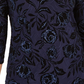 JM Collection Blusa feminina de veludo flocado com jacquard, azul-marinho, tamanho extrapequeno