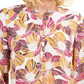 JM Collection Top feminino pequeno estampado com pregas nas costas, roxo PS