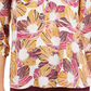JM Collection Top feminino pequeno estampado com pregas nas costas, roxo PS