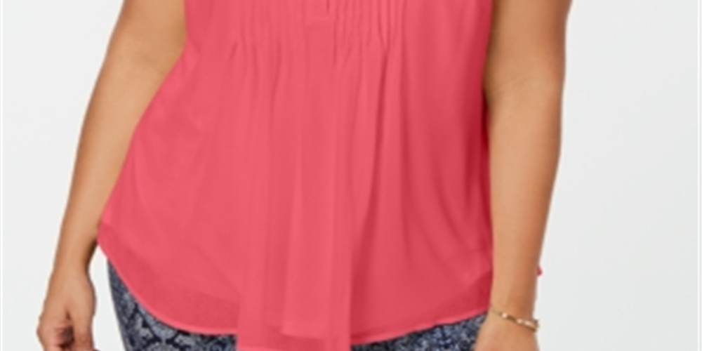 Top plissado plus size feminino Charter Club, rosa, tamanho 3X