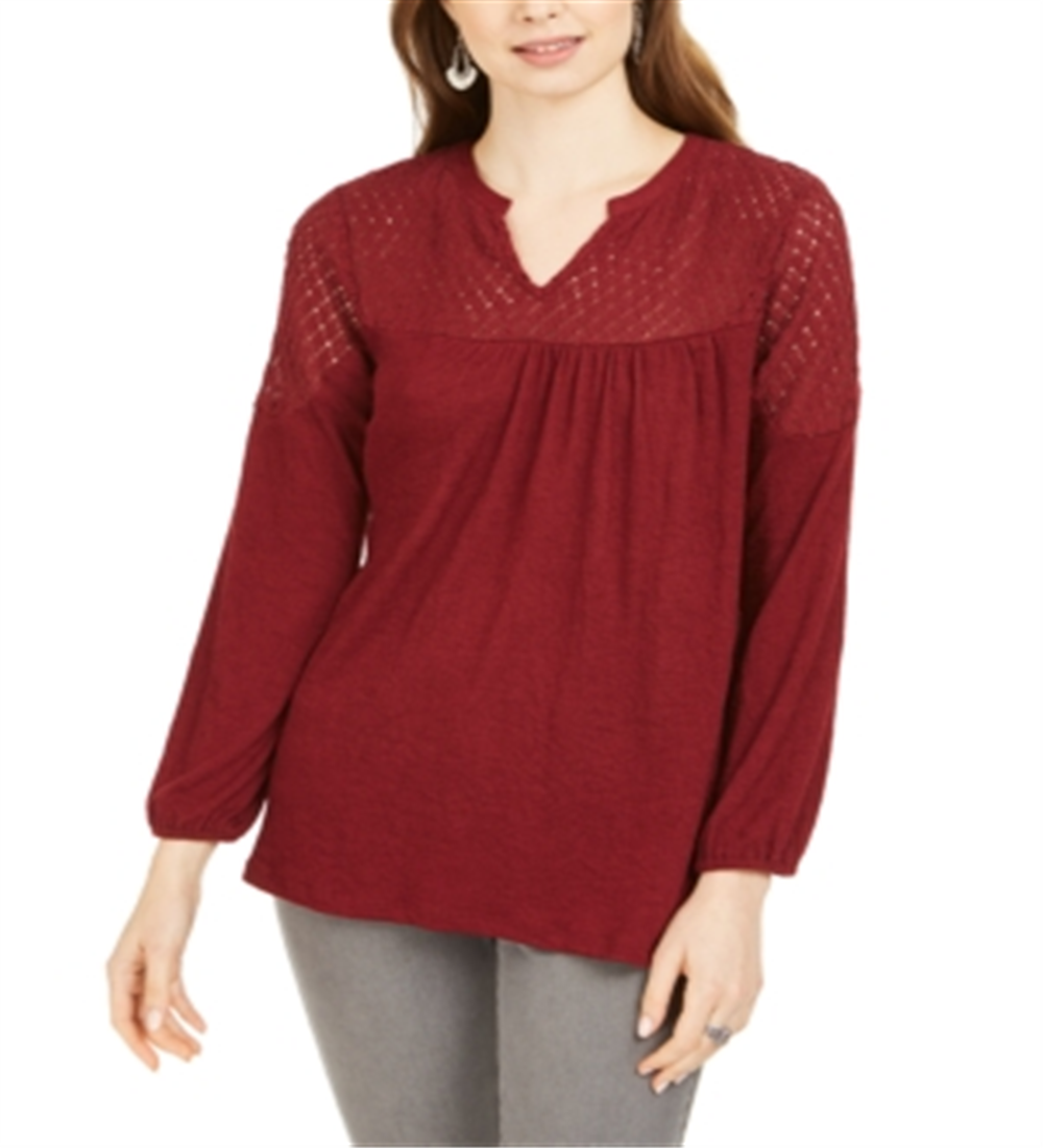 Top de renda feminino Style &amp; Co, vermelho, tamanho PP