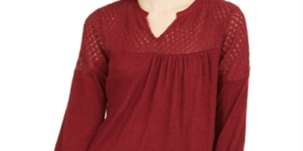 Top de renda feminino Style &amp; Co, vermelho, tamanho PP