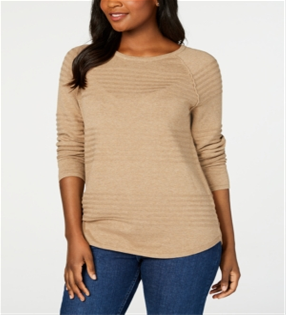 Karen Scott Suéter Feminino de Algodão com Canelado Marrom Tamanho Pequeno Médio