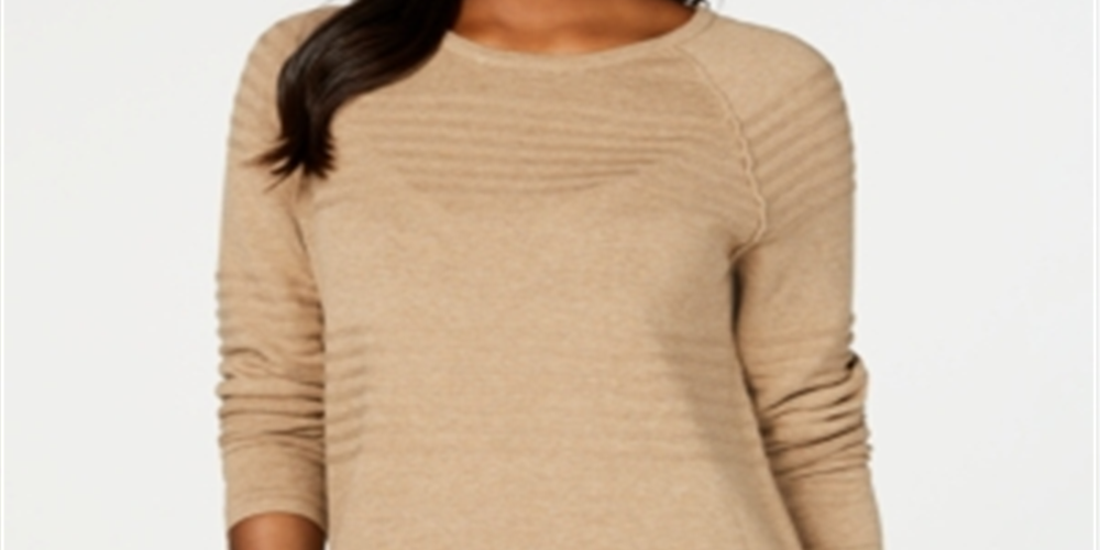 Karen Scott Suéter Feminino de Algodão com Canelado Marrom Tamanho Pequeno Médio