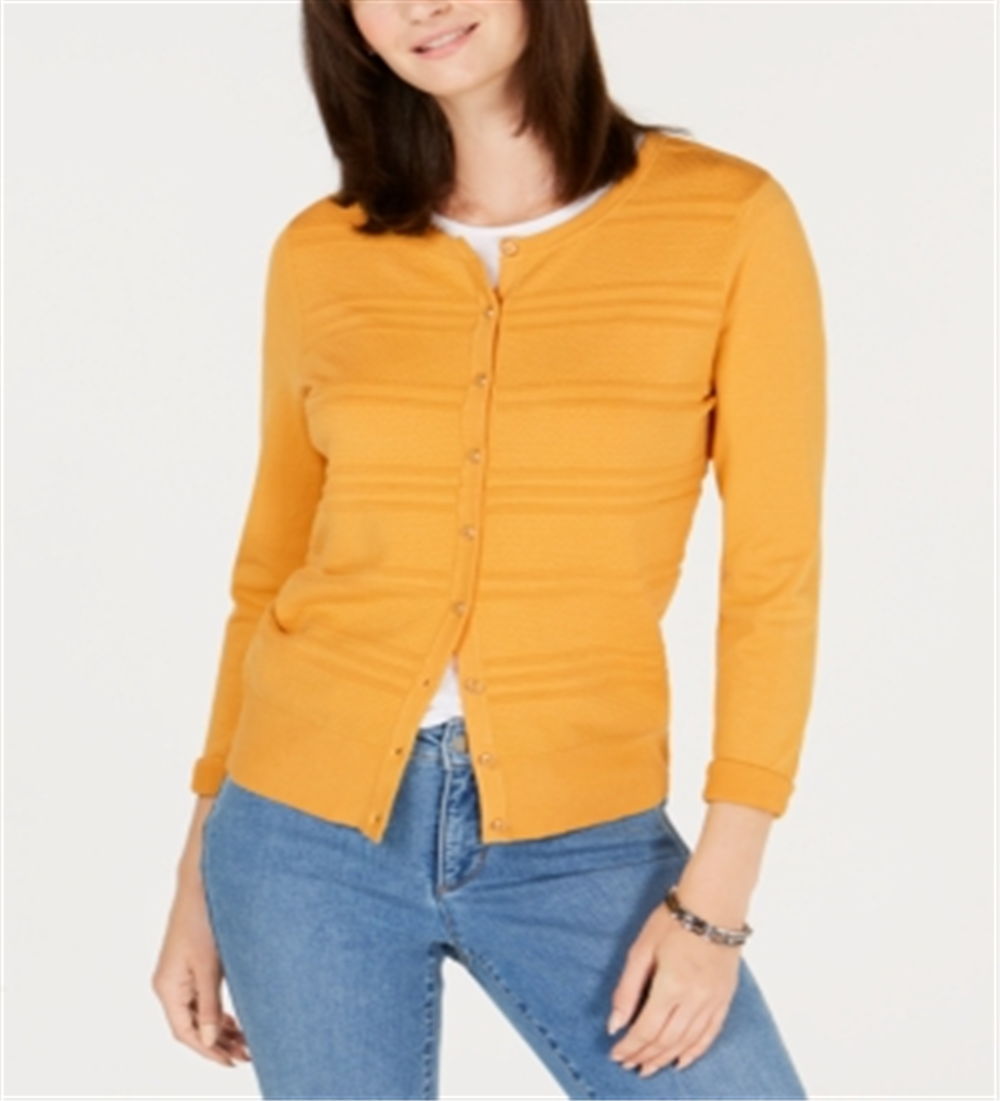 Cardigan texturizado feminino Charter Club amarelo tamanho XX-G