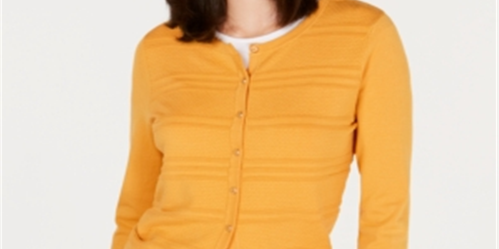 Cardigan texturizado feminino Charter Club amarelo tamanho XX-G