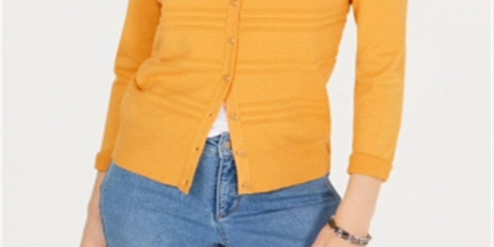 Cardigan texturizado feminino Charter Club amarelo tamanho XX-G