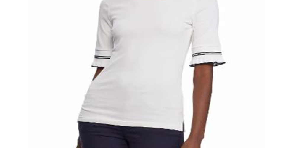 Blusa Ralph Lauren Feminina Manga Curta Babados Gola Joia Branca Tamanho Médio