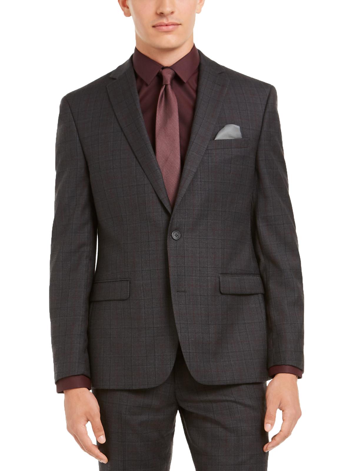 Bar III Jaqueta Masculina Slim Fit de Lã Misturada Cinza Tamanho 36