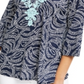 Top feminino bordado com decote dividido e estampado Charter Club, azul, tamanho pequeno
