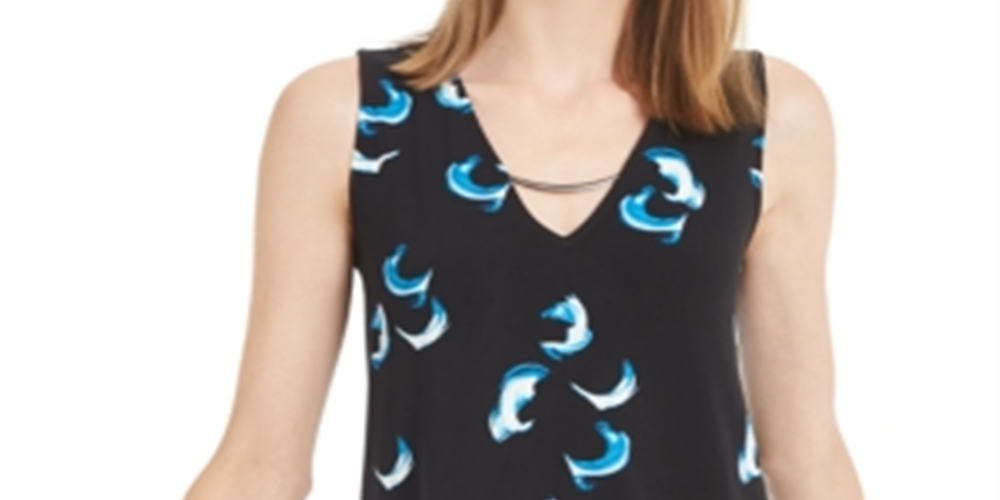 Alfani Feminino Hardware Trim Top Azul-Preto Tamanho Pequeno P