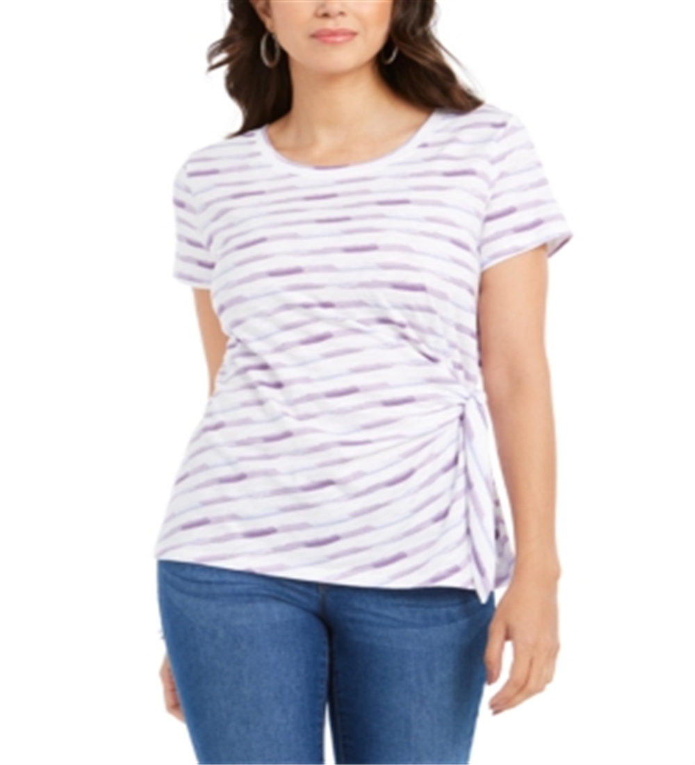 Top feminino com estampa lateral e amarração estilo &amp; co, roxo, tamanho extrapequeno