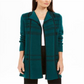 Cardigan feminino xadrez com frente aberta, tamanho XX-G, verde, Charter Club