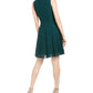 Vestido curto feminino Vince Camuto, decote em V, sem mangas, com zíper e babados, para festa, verde, tamanho 6