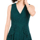 Vestido curto feminino Vince Camuto, decote em V, sem mangas, com zíper e babados, para festa, verde, tamanho 6