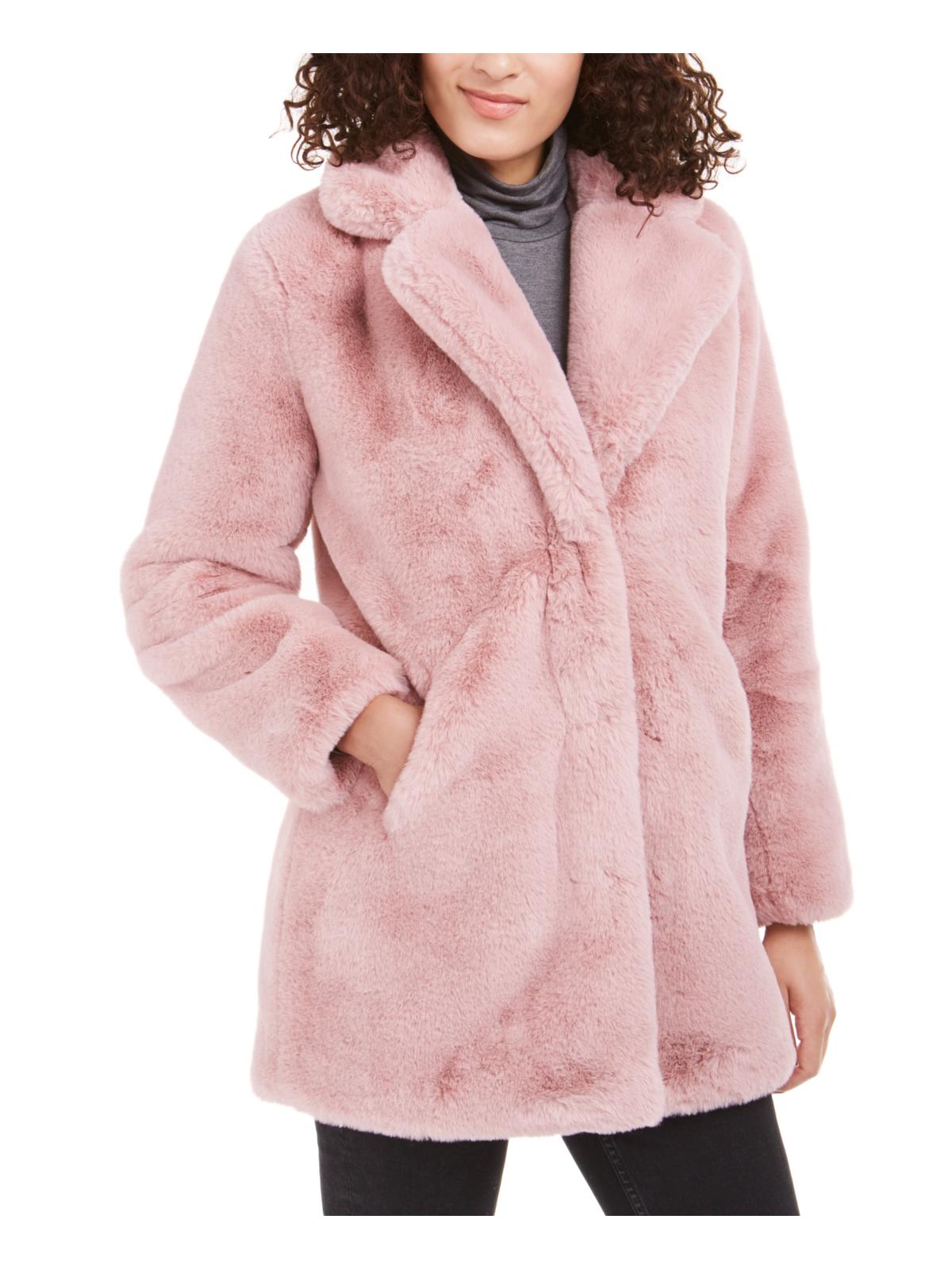 Casaco de inverno feminino Apparis com bolsos falsos e botões forrados, rosa, tamanho extragrande