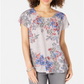 Blusa estampada feminina Style &amp; Co rosa-cinza tamanho pequeno P/M