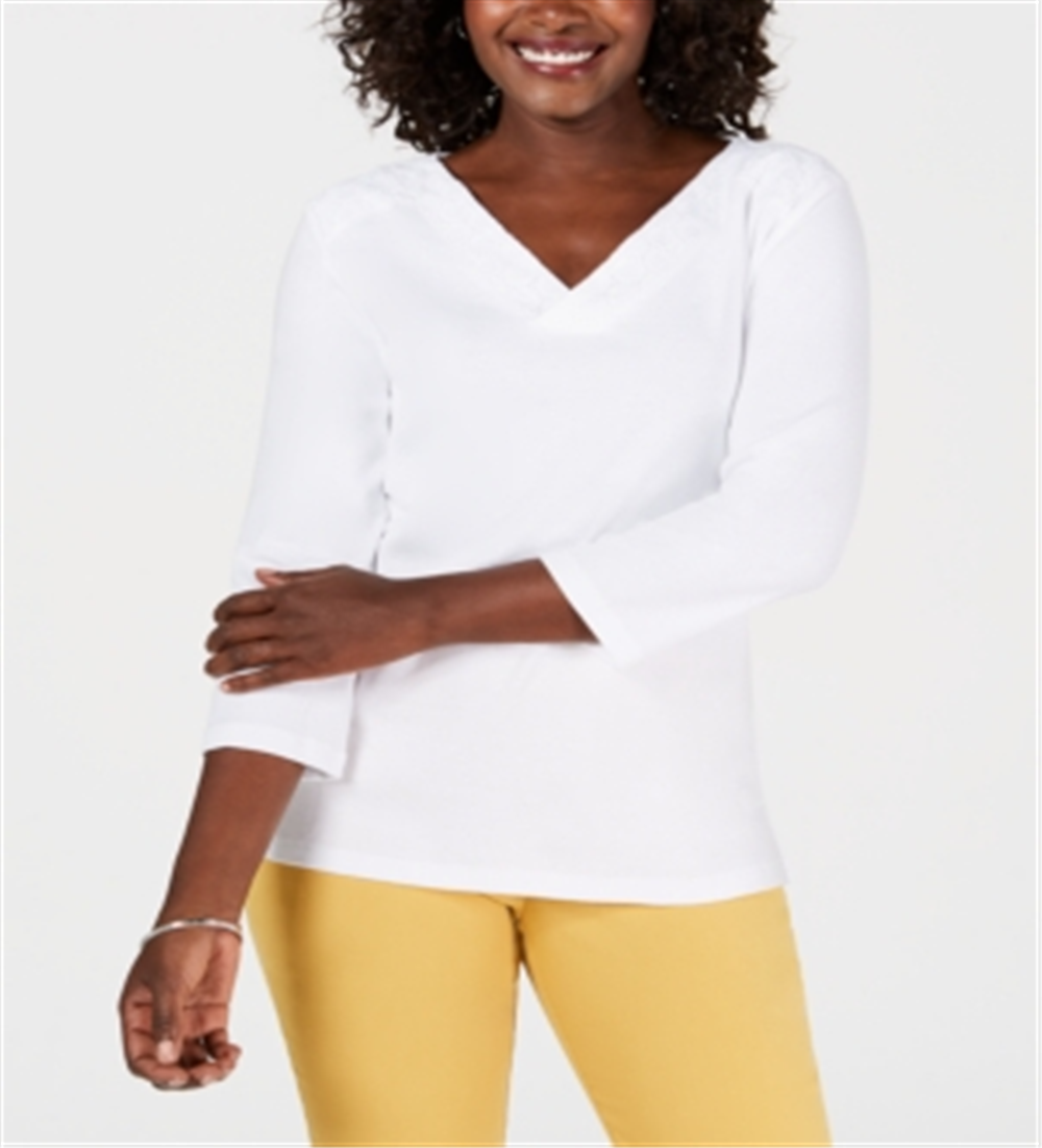 Karen Scott Top Feminino com Acabamento em Ilhós Branco Tamanho X-S