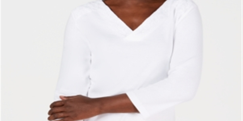Karen Scott Top Feminino com Acabamento em Ilhós Branco Tamanho X-S