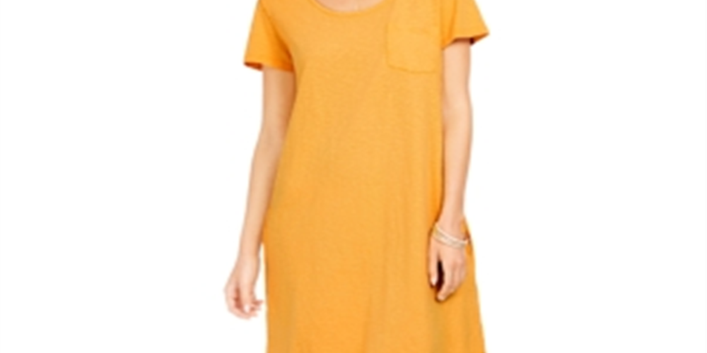 Vestido camiseta feminino estilo &amp; co com um bolso, amarelo, tamanho pequeno