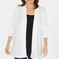 Karen Scott Cardigan Feminino Manga Longa Frente Aberta Branco Tamanho Grande