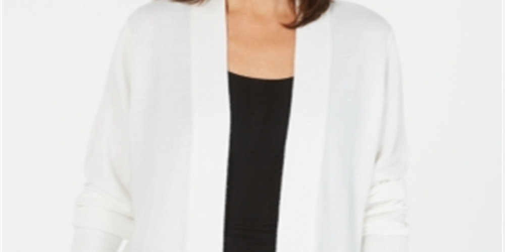 Karen Scott Cardigan Feminino Manga Longa Frente Aberta Branco Tamanho Grande