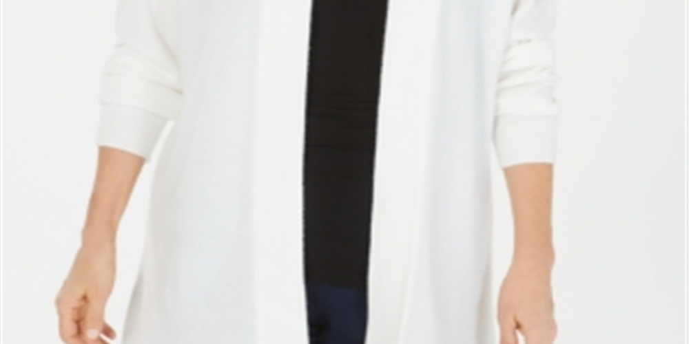 Karen Scott Cardigan Feminino Manga Longa Frente Aberta Branco Tamanho Grande