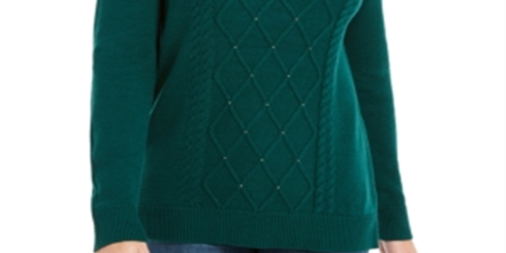 Karen Scott Suéter Feminino Tricô com Contas Verde Tamanho Grande