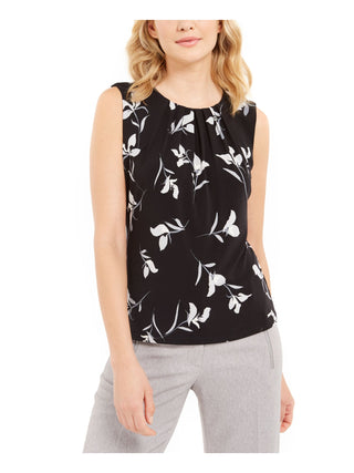 Blusa Calvin Klein Feminina Floral Sem Mangas Gola Joia Use no Trabalho Top Preto Tamanho Pequeno Médio