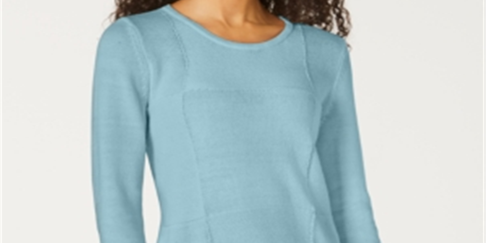 Karen Scott Suéter Feminino Patchwork Stitch Azul Tamanho Médio