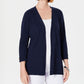 Karen Scott Cardigan Feminino Speckle Manga Longa Aberto Azul Tamanho Médio