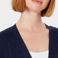 Karen Scott Cardigan Feminino Speckle Manga Longa Aberto Azul Tamanho Médio
