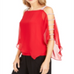 Top feminino MSK com decote profundo e ombros descobertos, vermelho, tamanho X-G