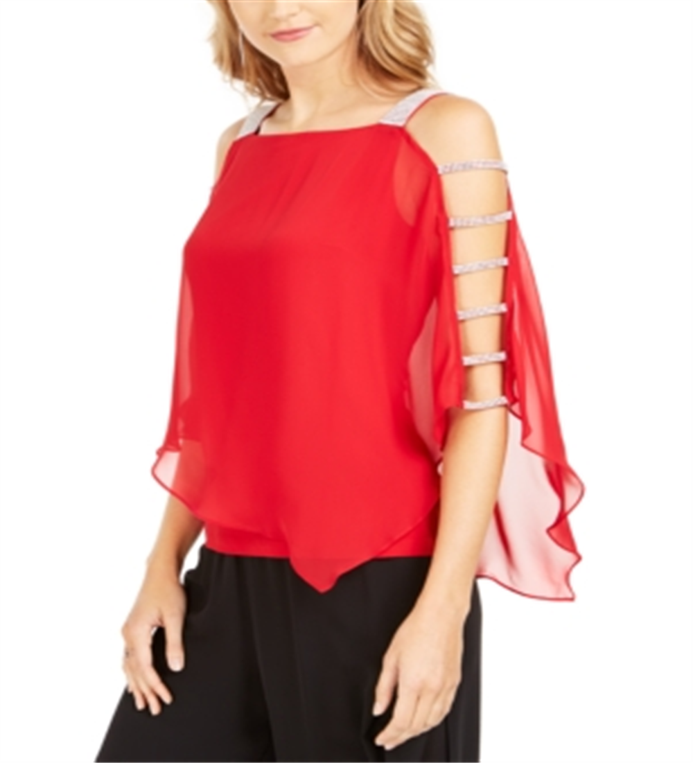 Top feminino MSK com decote profundo e ombros descobertos, vermelho, tamanho X-G