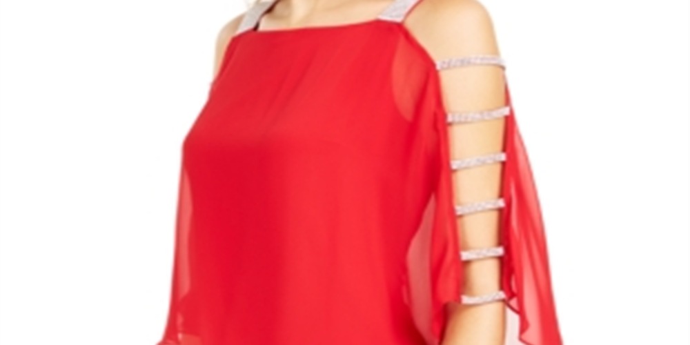 Top feminino MSK com decote profundo e ombros descobertos, vermelho, tamanho X-G