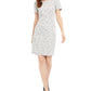 Vestido Calvin Klein Feminino Manga Curta Gola Joia Acima do Joelho Bainha Para Usar no Trabalho Branco Tamanho 14