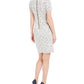 Vestido Calvin Klein Feminino Manga Curta Gola Joia Acima do Joelho Bainha Para Usar no Trabalho Branco Tamanho 14